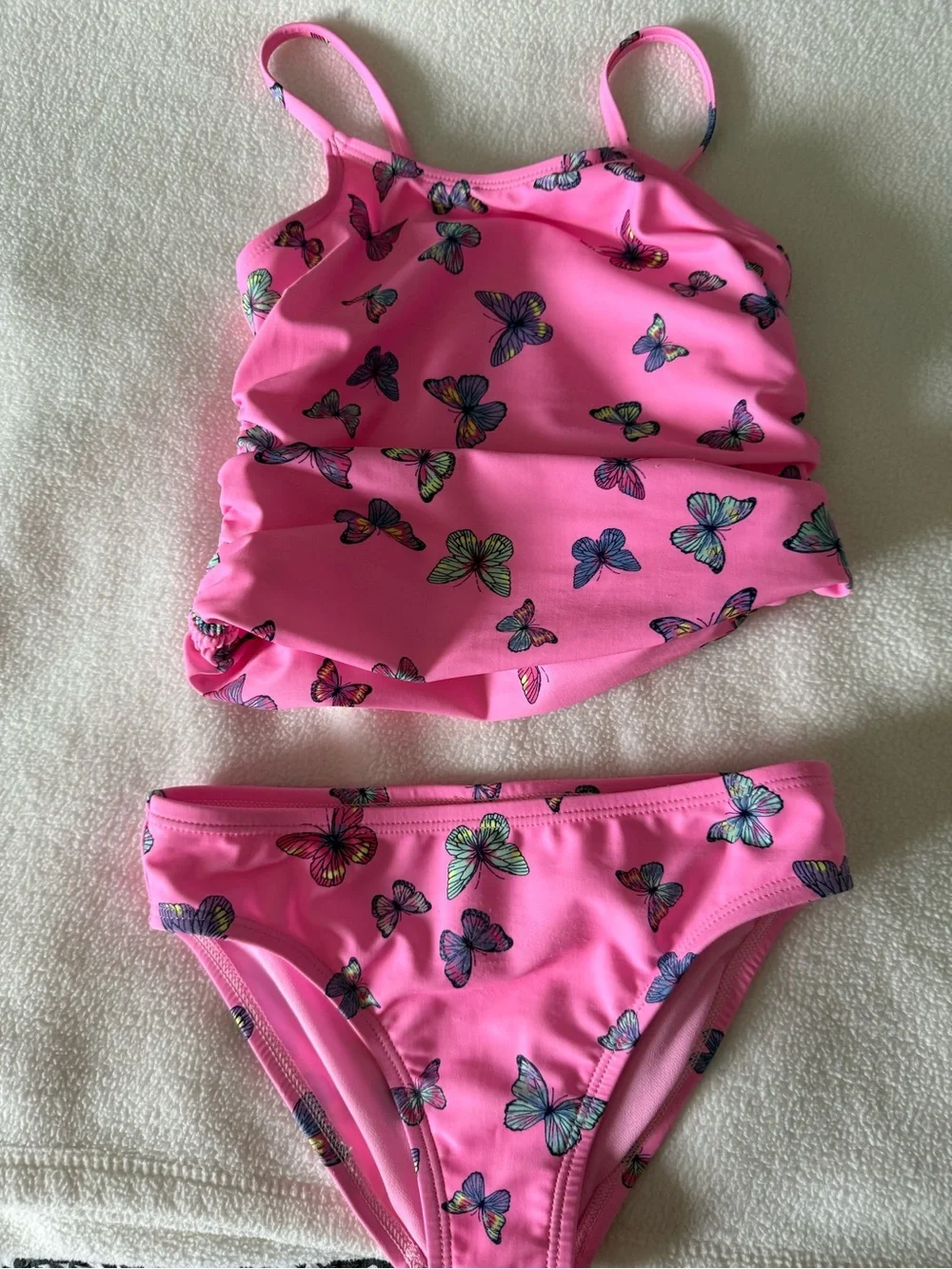 Girls' Pink Butterfly Two-Piece Swimsuit